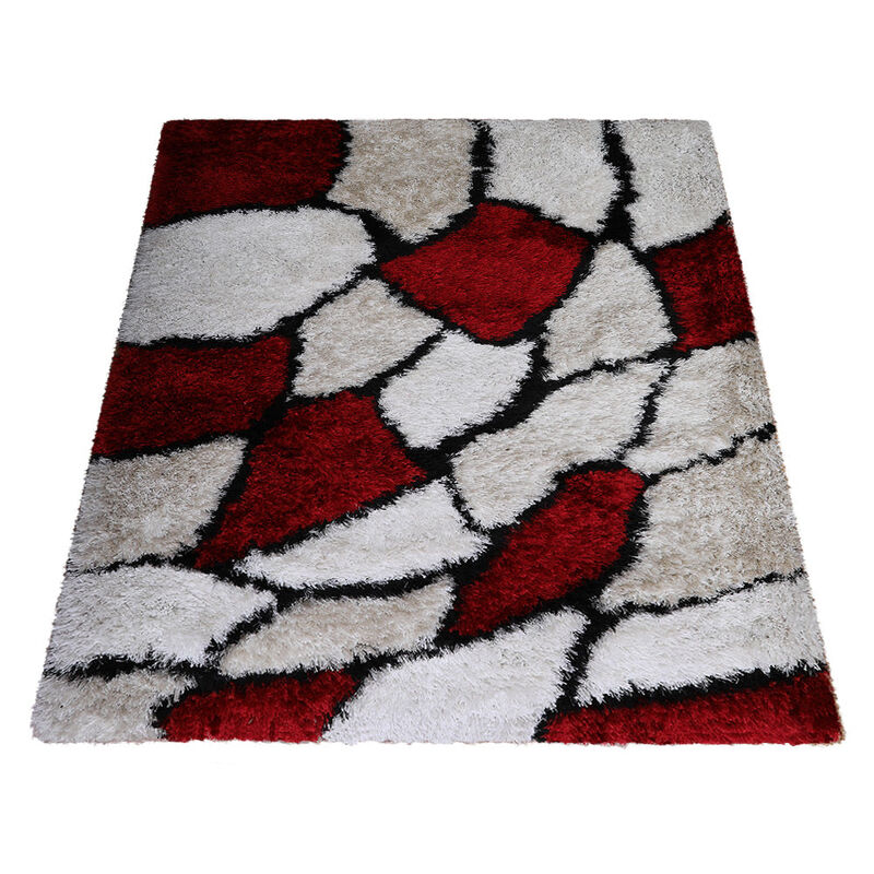 RUGSOTIC CARPETS HAND TUFTED SHAG POLYESTER ECO-FRIENDLY AREA RUGS  - 4'x6', Rectangle, Multicolor, Contemporary Modern Design, High Pile Thick Handmade Anti Skid Rugs for Living Room K00036