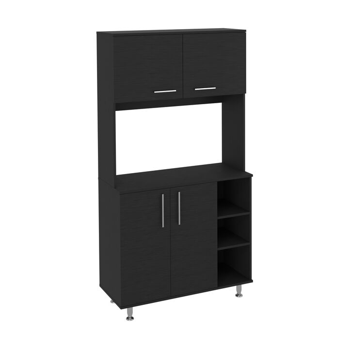 DEPOT E-SHOP Malta Kitchen Pantry Double Door Cabinet, Four Legs, Three Shelves, Black