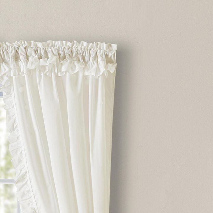Ellis Home Classic Narrow Ruffle 2-Piece Natural Color Rod Pocket Curtain Panel