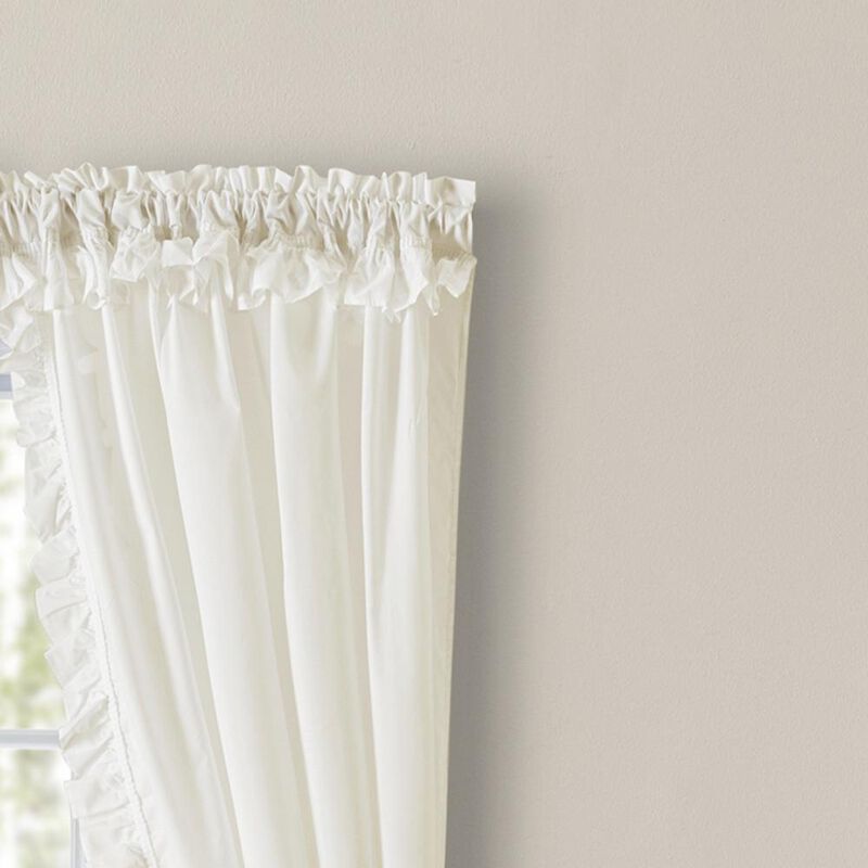 Ellis Home Classic Narrow Ruffle 2-Piece Natural Color Rod Pocket Curtain Panel