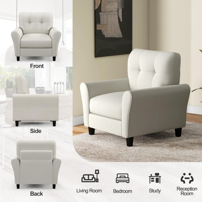 Hivvago Modern Upholstered Accent Chair with Rubber Wood Legs-Beige