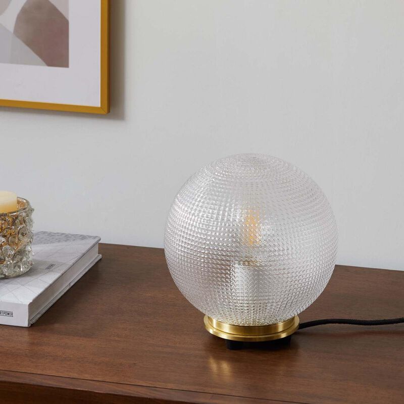 Modway Destiny 1-Light Modern Glass Table Lamp in Satin Brass