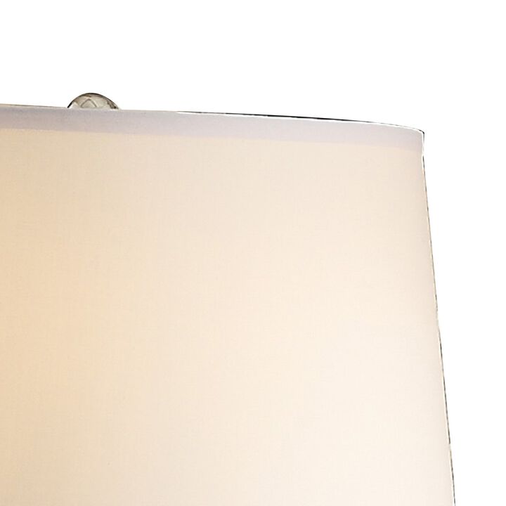 28 Inch Table Lamp Set of 2, Empire Fabric Shade, Modern Nickel Base-Benzara