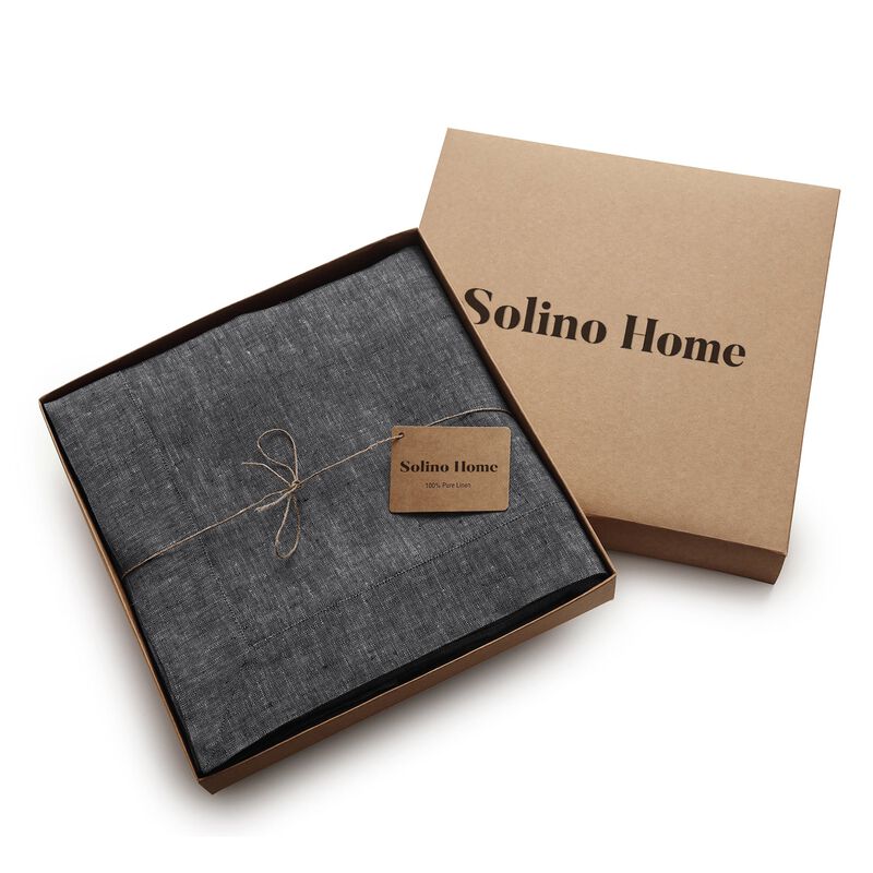 Solino Home 100% Pure Linen Dinner Napkins 20 x 20 Inch Set of 6 | Classic Hemstitch
