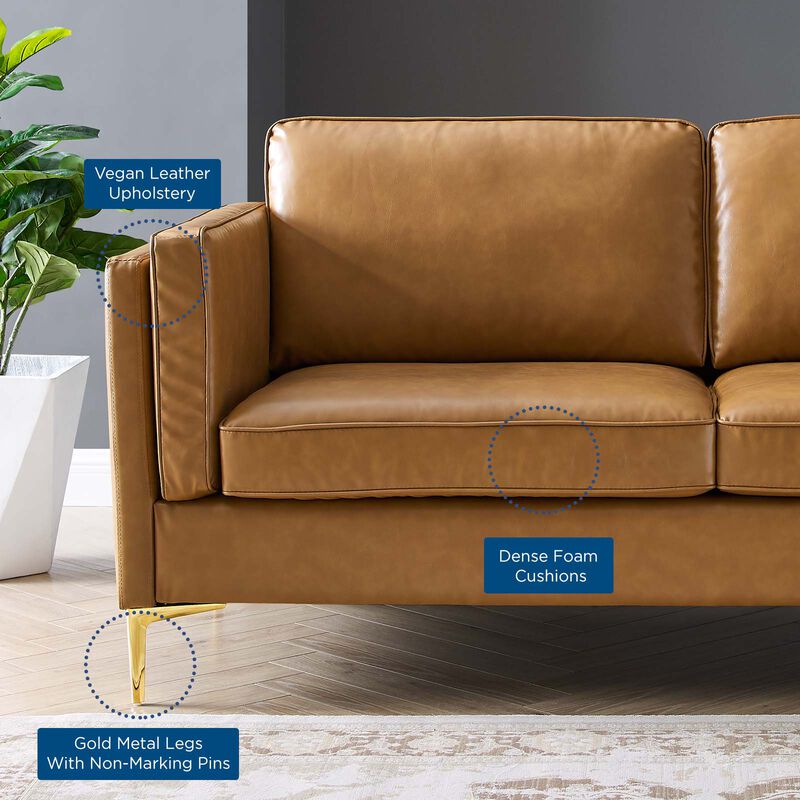 Kaiya Vegan Leather Sofa Brown EEI-4455-TAN