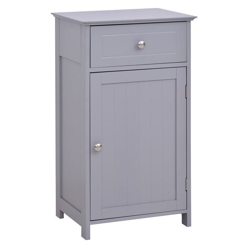 Grey Bathroom Organizer: Cabinet with Drawer and Shelf for Toiletries