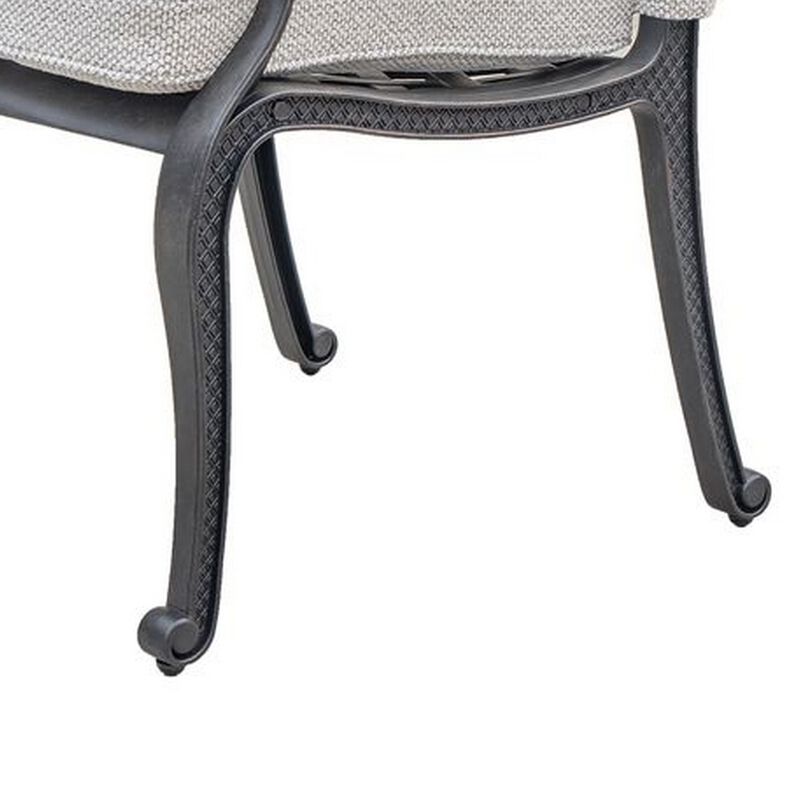 Zoe Outdoor Dining Chair, 27 Inch, Lattice Back, Black Aluminium, Taupe