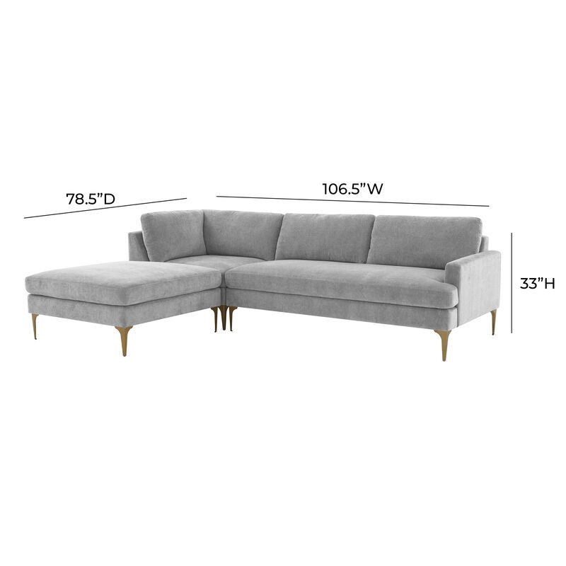 Serena Gray Velvet LAF Chaise Sectional