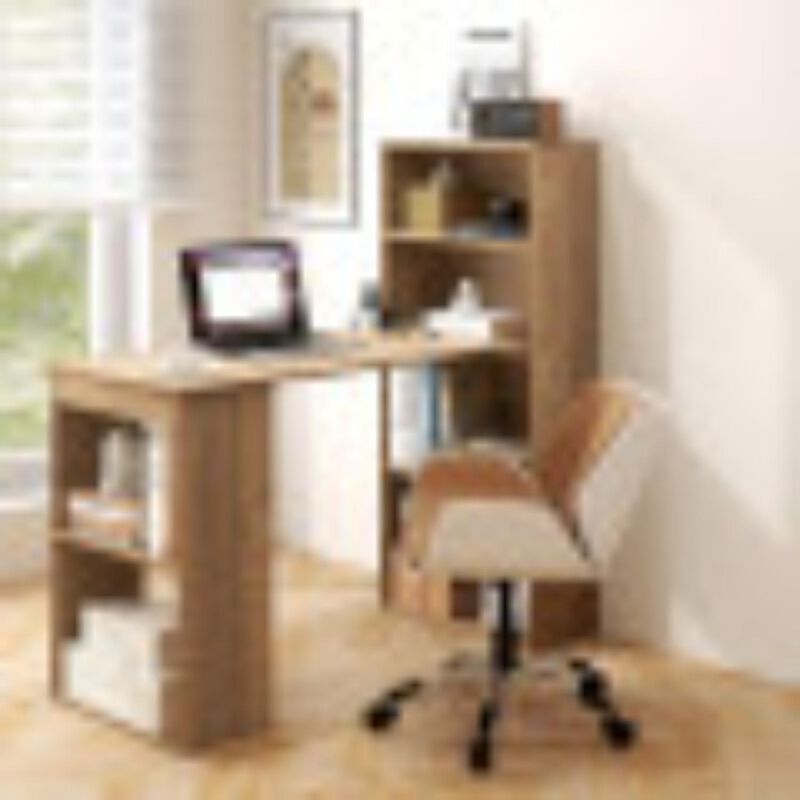 Hivvago Computer Desk Writing Workstation Office with 6-Tier Storage Shelves