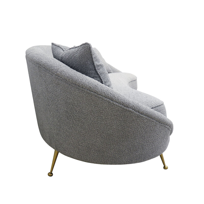 Pasargad Home Luna Collection Curved Sofa, 2 Pillows Included, Mocha