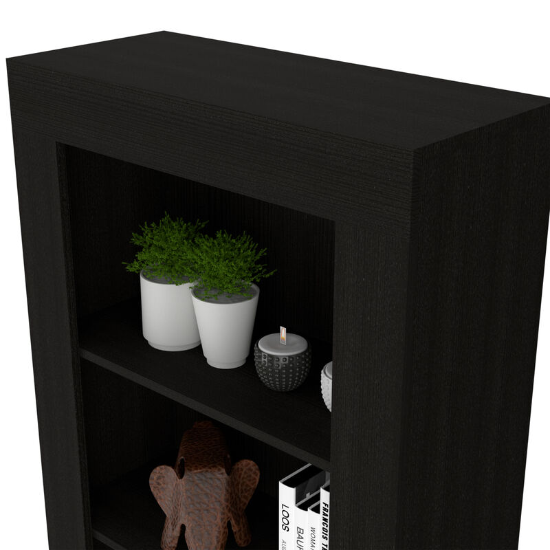 DEPOT E-SHOP Poros Bookcase with Vertical Design and 5 Storage Shelves, Black