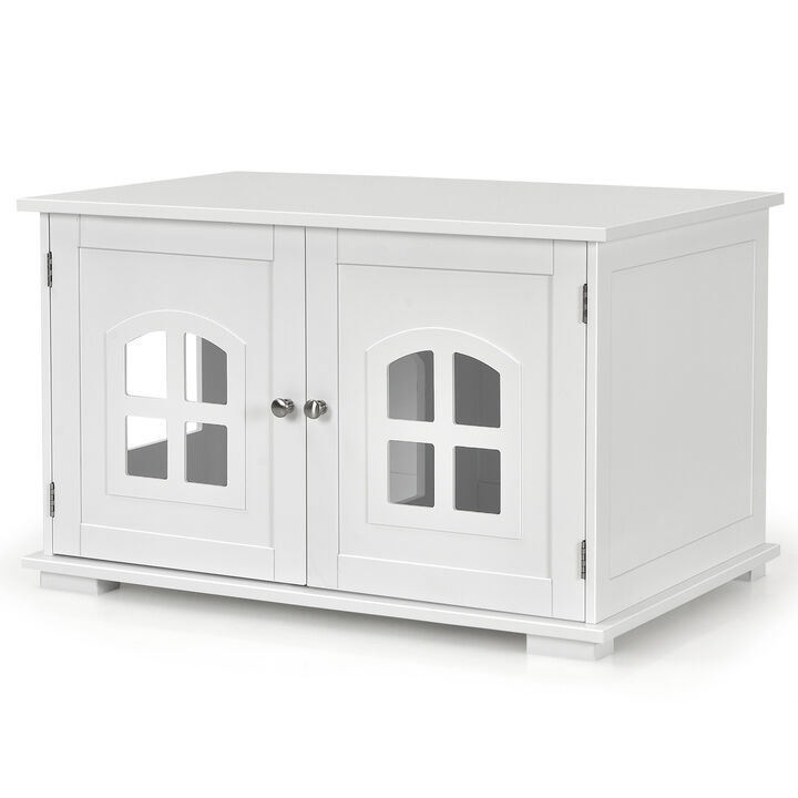 Large Wooden Cat Litter Box Enclosure Hidden Cat Washroom with Divider