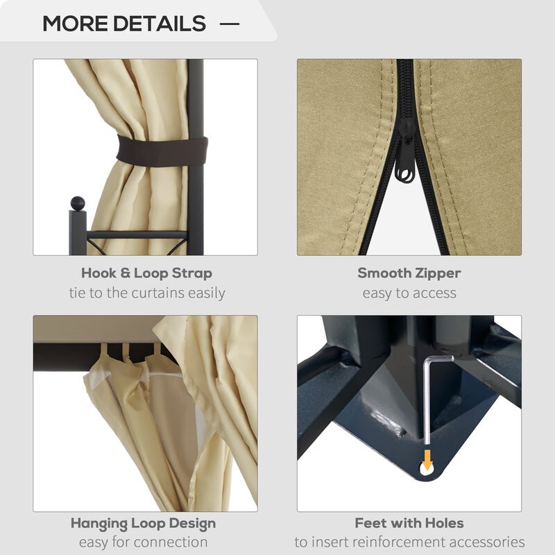 Beige Garden Haven: 13x11 Double Roof Gazebo with Netting Curtains