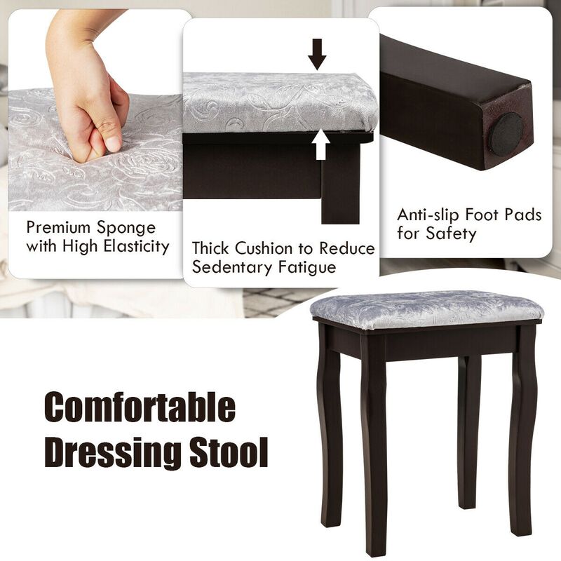 Vanity Dressing Table Set with 10 Dimmable Bulbs and Cushioned Stool