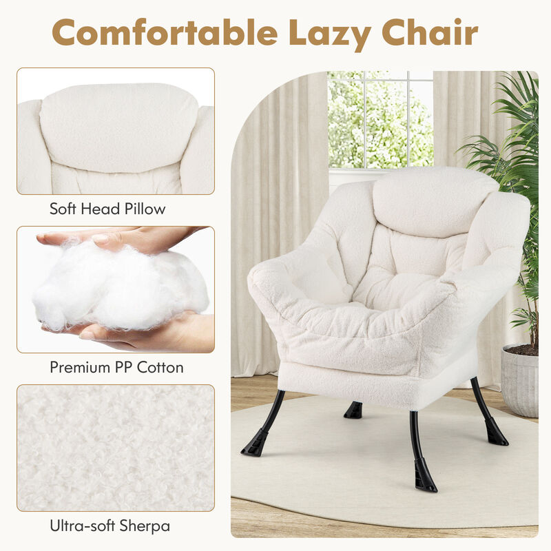 Modern Accent Chair with Folding Footrest and Removable Head Pillow