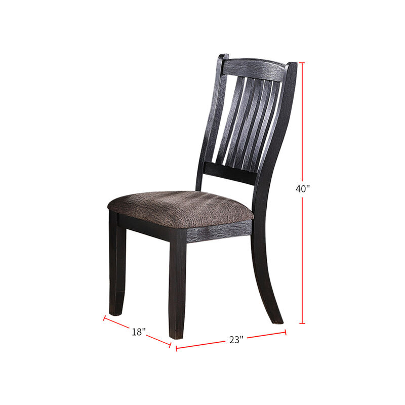 Dark Coffee Fabric Upholstered Side Chairs, Black(Set Of 2)
