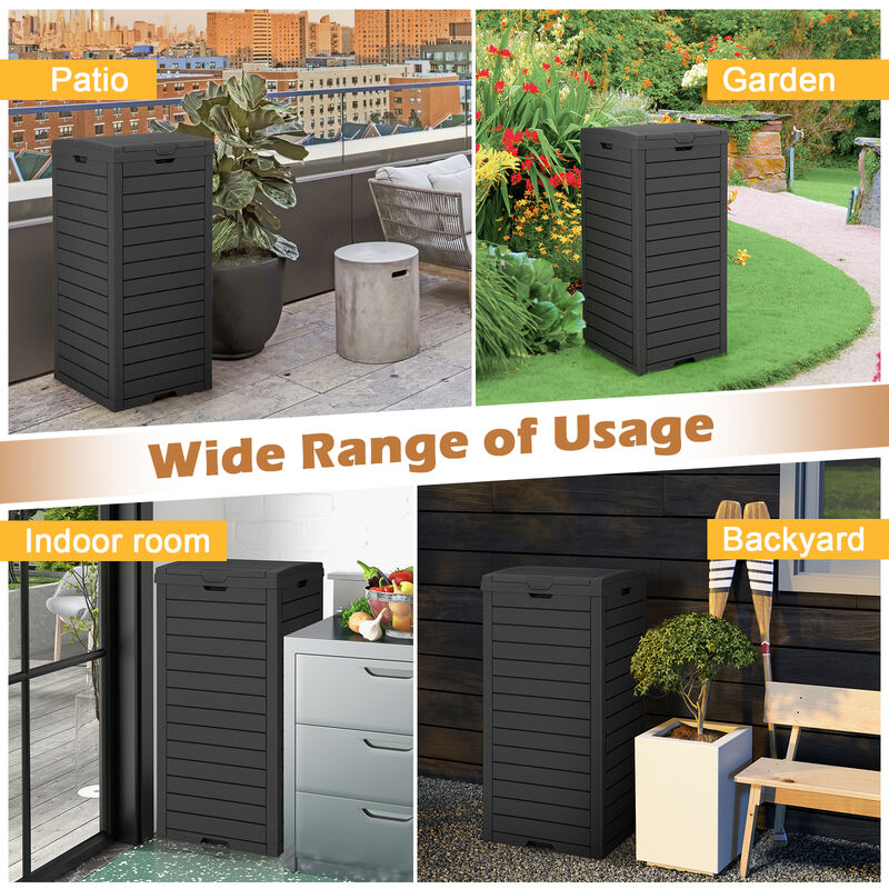31 Gallon Large Outdoor Trash Can with Lid and Pull-out Liquid Drawer
