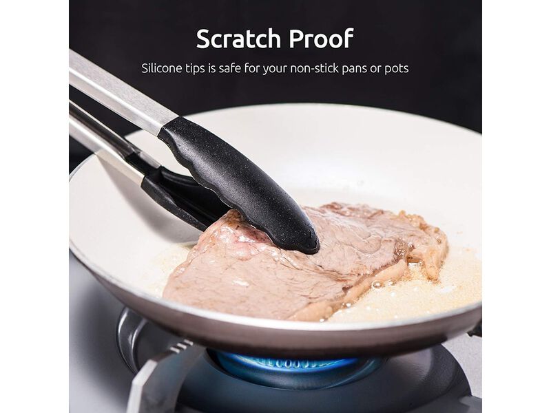 U-Taste  Cooking Tongs, with 600ºF High Heat-Resistant Non-Stick Silicone Tips