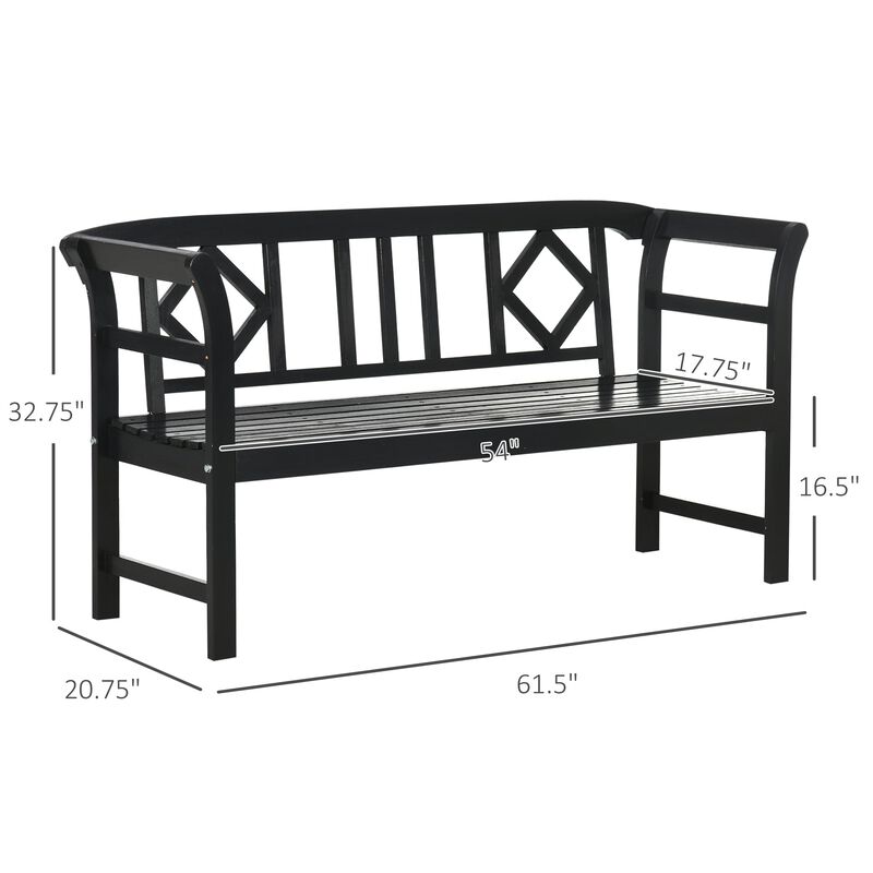 Gray Garden Seating: 3-Seat Wooden Bench with Backrest & Armrests