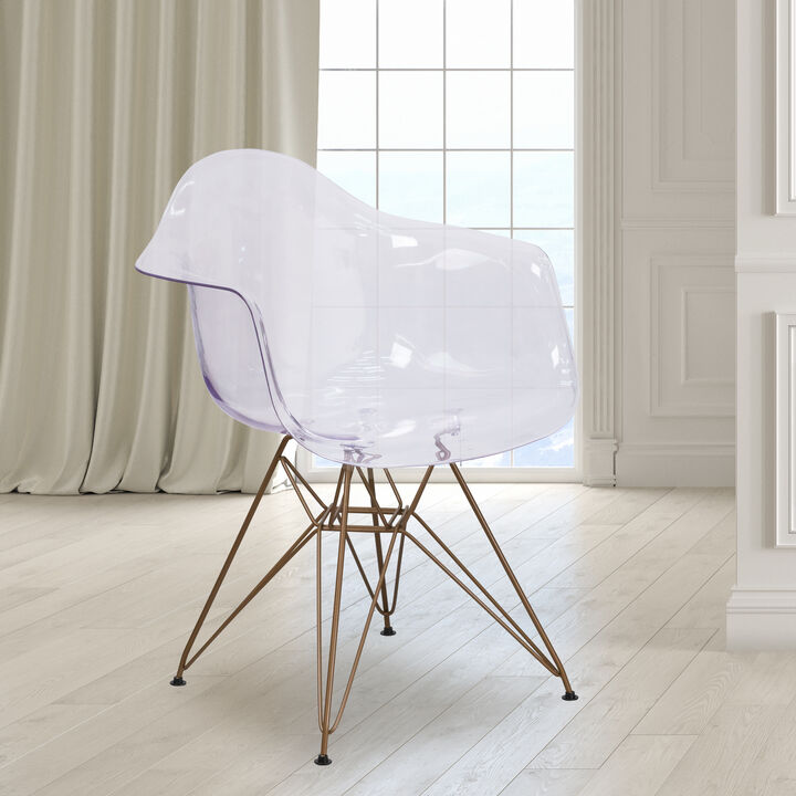 Clear Side Chair w/ Gold Base