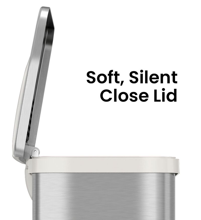 iTouchless 13 Gallon AutoStep Stainless Steel Pedal Sensor Trash Can (White Trim)