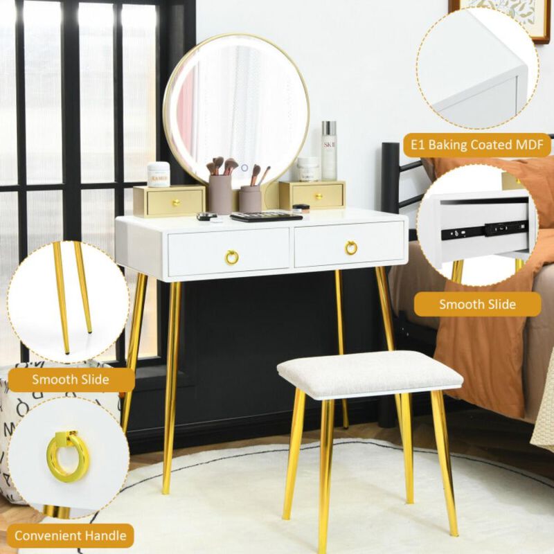 Hivvago Vanity Table Set with Mirror-White