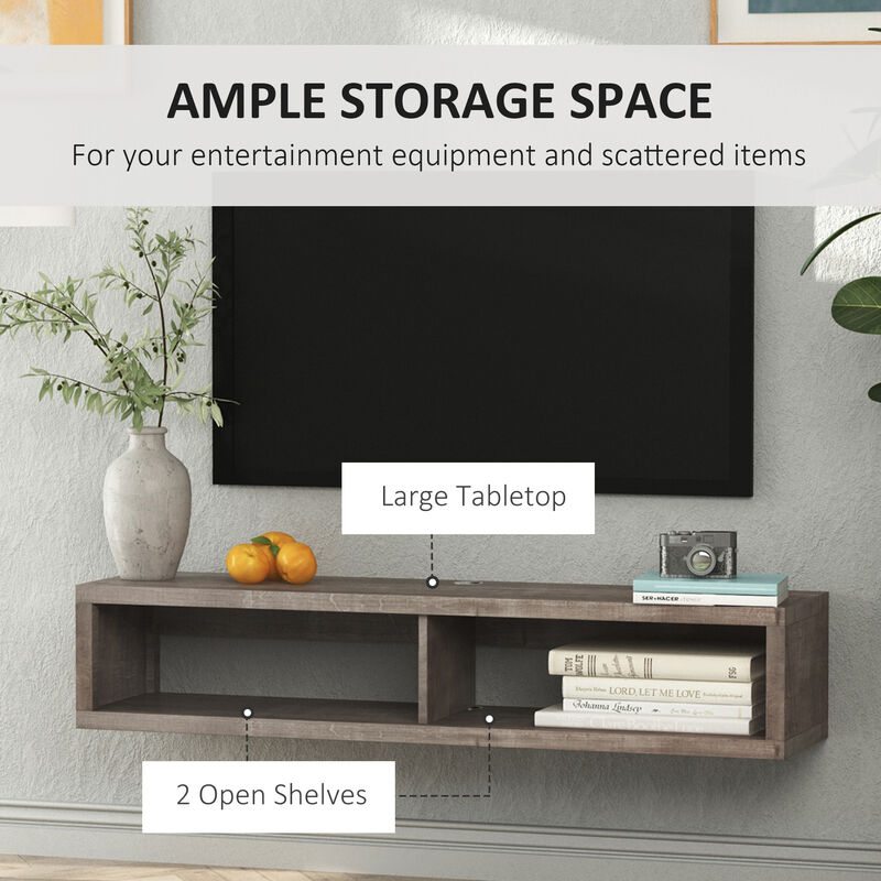 Wall Mount Media Console, Floating TV Stand Entertainment Center Unit, Dark Grey