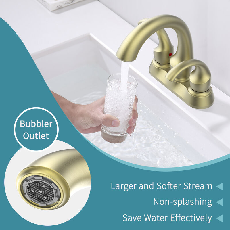 Centerset Vanity Sink Faucet Swan Design with Dual Handles and Supply Hoses