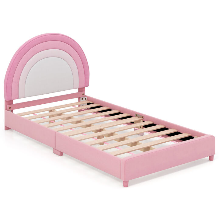 Height-Adjustable Headboard Bed Frame with Sturdy Wooden Slats, Modern Platform Design for Comfort and Support