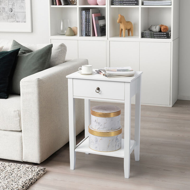 Two-Layer Bedside Table Stylish and Functional Nightstand for Bedroom Storage
