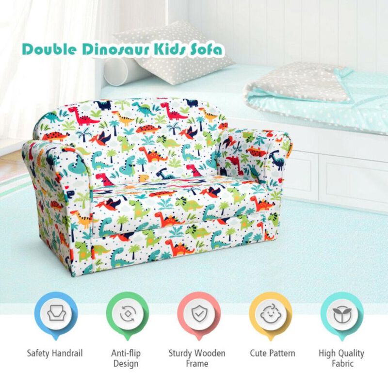 Hivvago Double Kids Dinosaur Sofa Children Armrest Couch