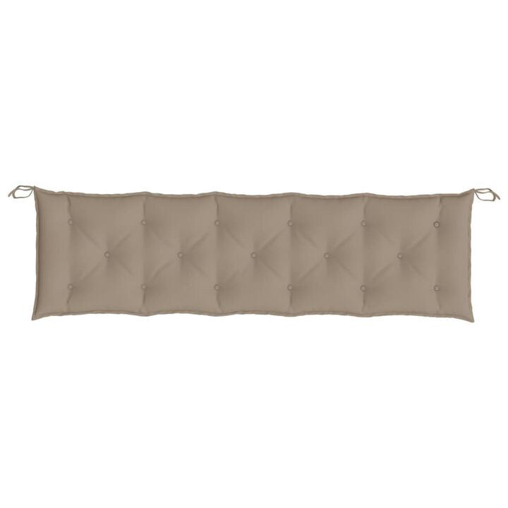 Claire Outdoor Cushion for Bench, Button Tufted Taupe Fabric, 59 Inch - Benzara