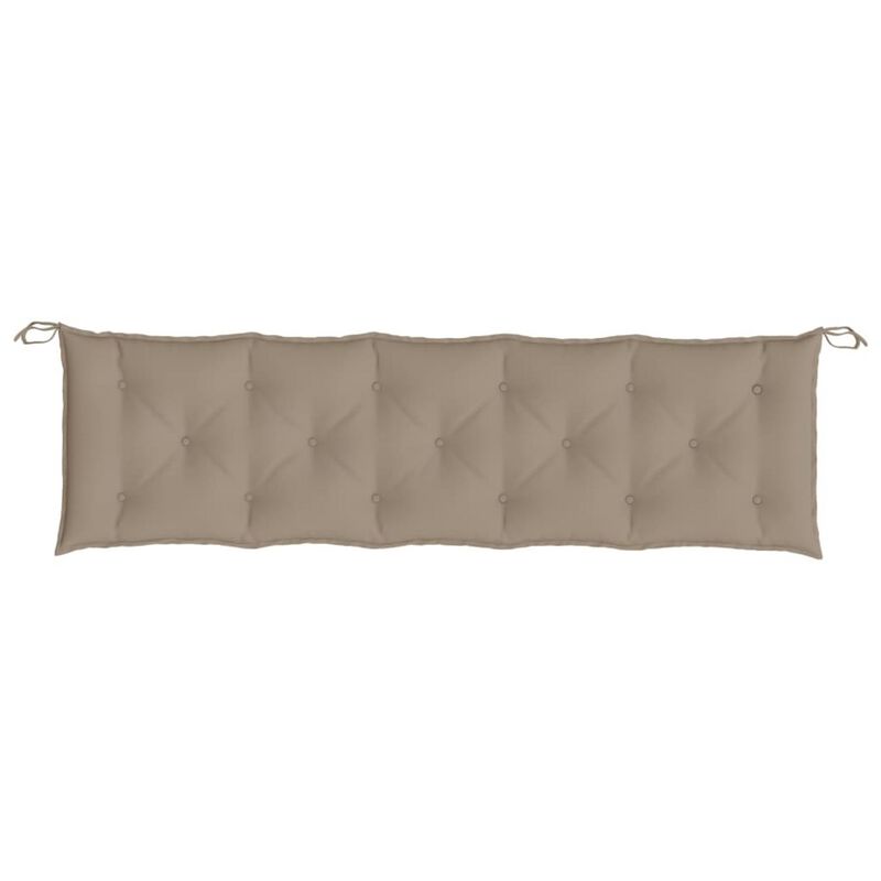 Claire Outdoor Cushion for Bench, Button Tufted Taupe Fabric, 59 Inch - Benzara