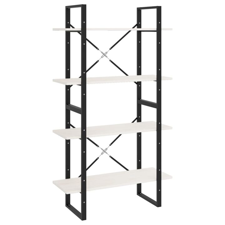 vidaXL 4-Tier Book Cabinet White 31.5"x11.8"x55.1" Solid Pine Wood