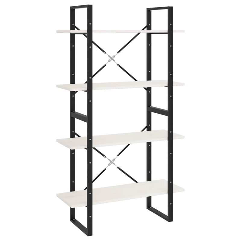 vidaXL 4-Tier Book Cabinet White 31.5"x11.8"x55.1" Solid Pine Wood