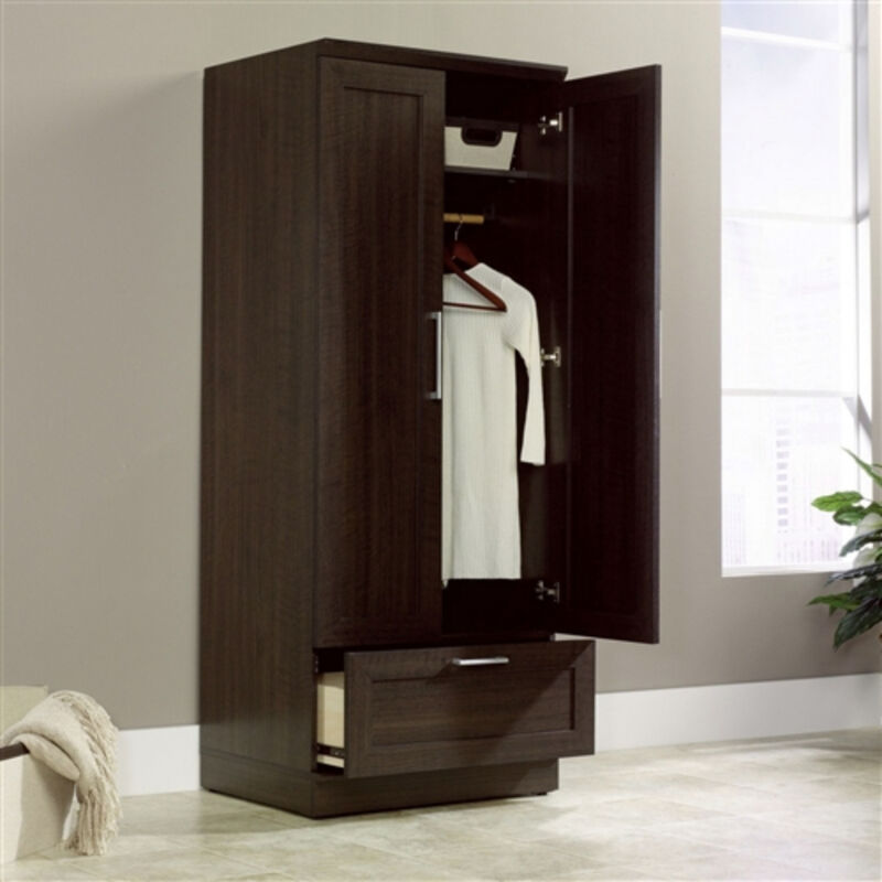 Freestanding Wardrobe Armoire Cabinet with Shelves and Hanging Space
