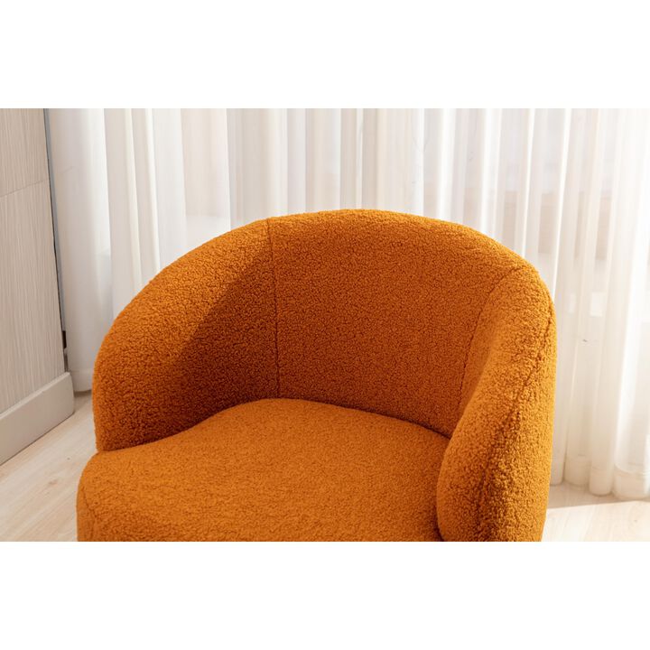 Teddy Fabric Swivel Accent Armchair Barrel Chair With Powder Coating Metal Ring