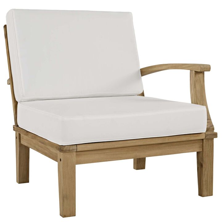 Modway - Marina Outdoor Patio Teak Right-Facing Sofa Natural Navy