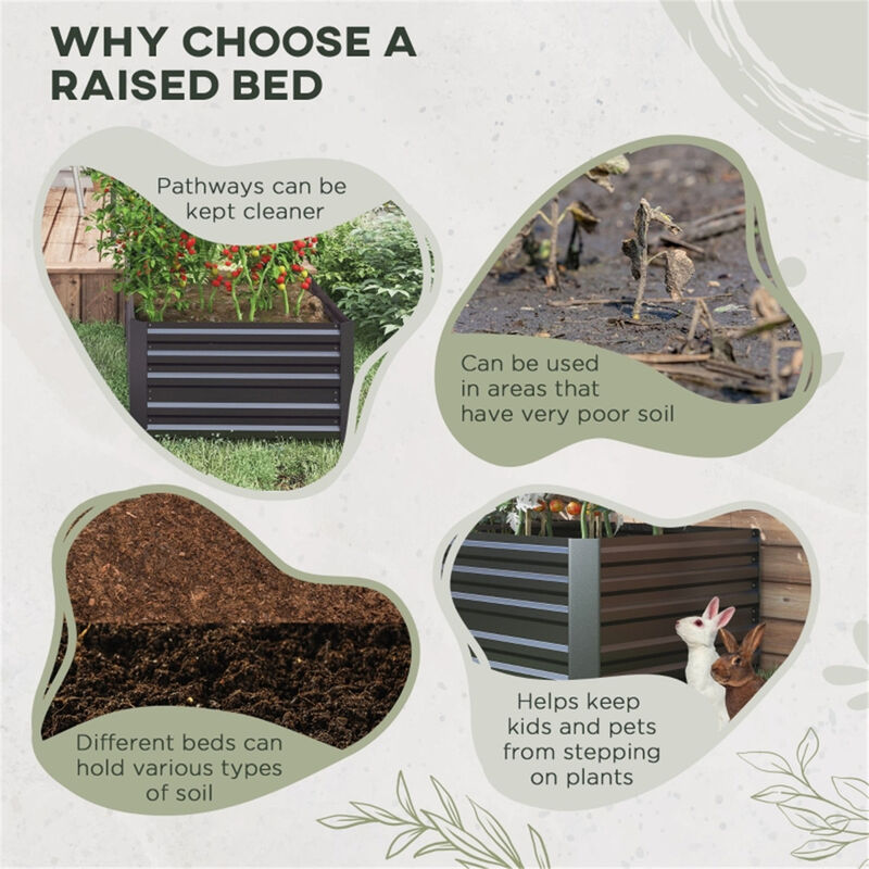 Wooden Raised Garden Bed Planter Box for Flowers and Vegetables