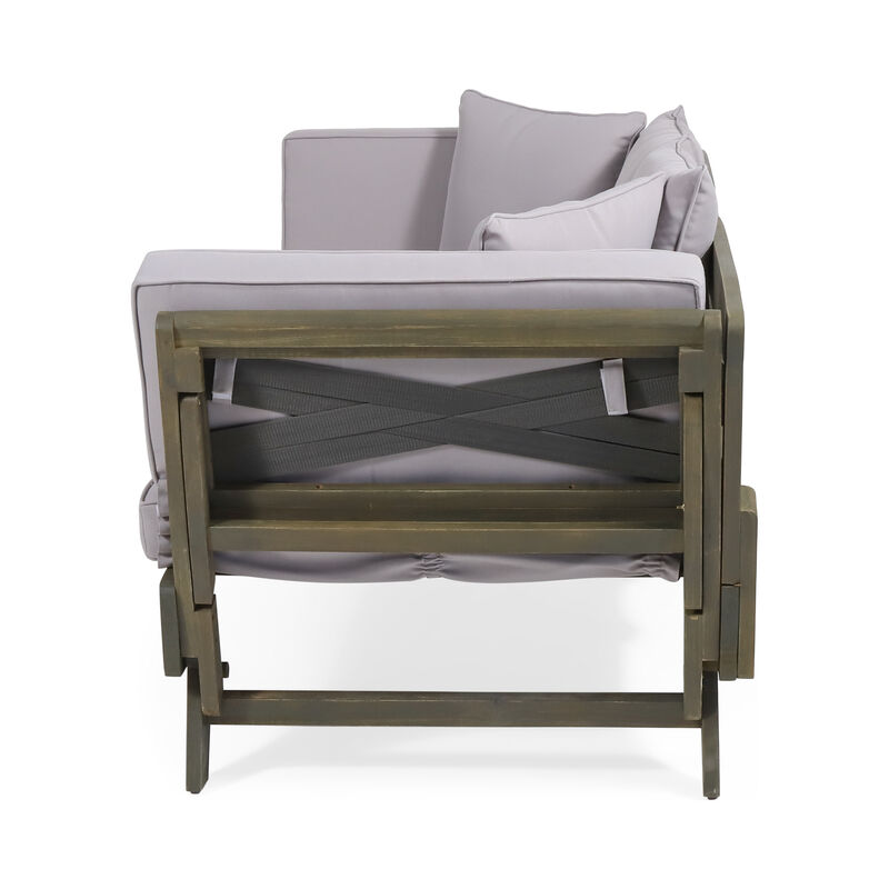 Merax Acacia Wood Patio Convertible Couch Sofa Bed