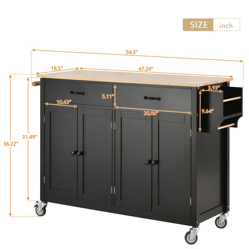 Streamdale Wood Top Kitchen Island Cart