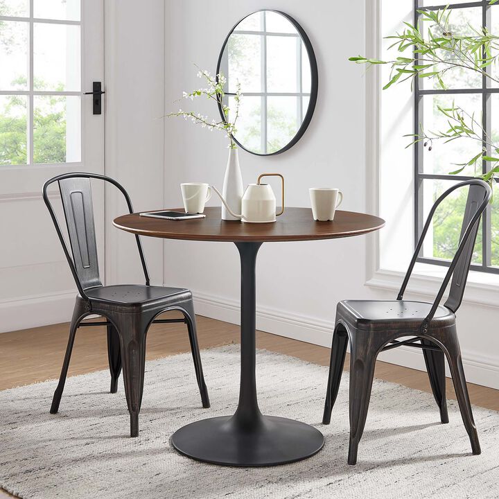 Modway - Lippa 36" Round Wood Grain Dining Table Black Walnut