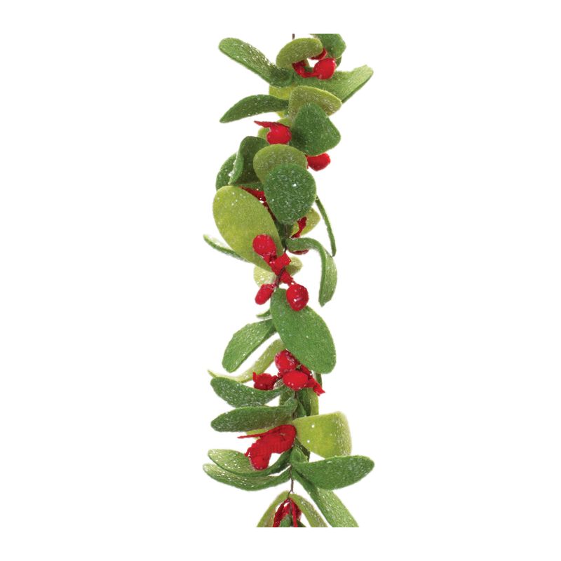 Handmade Fabric Mistletoe String Garland Set of 2 for Holiday Accents