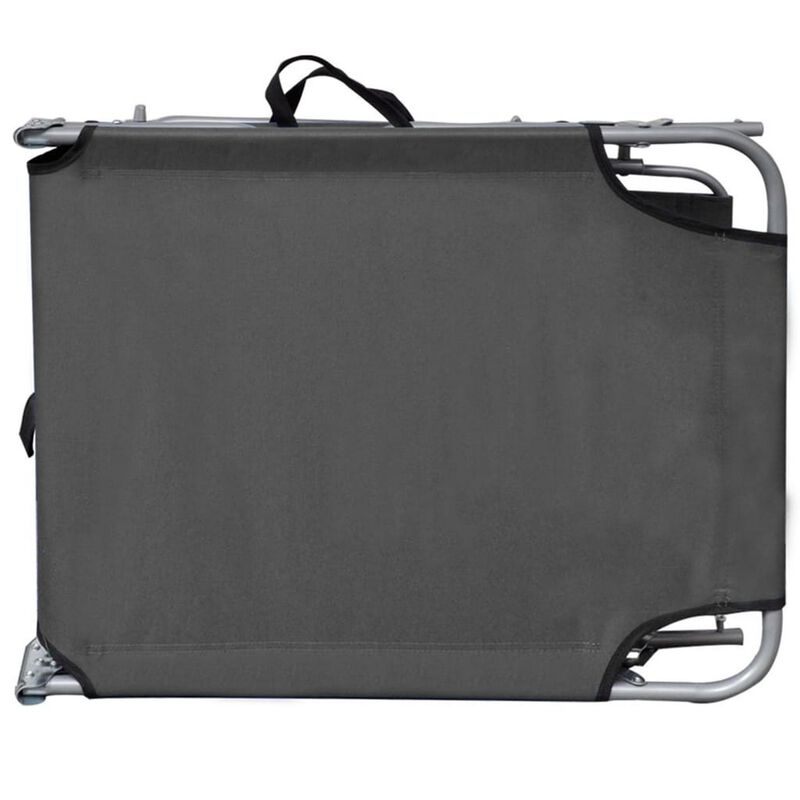 Keli Folding Chaise Lounger with Sun Canopy, Gray Aluminum, 74 Inch - Benzara