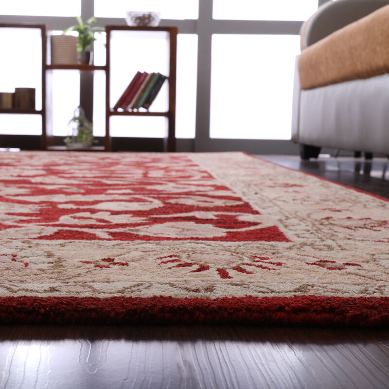 RUGSOTIC CARPETS HAND TUFTED WOOL ECO-FRIENDLY AREA RUGS  - 5'x8', Rectangle Shape, Red & Gold, Classic Oriental Traditional  Design, High Pile Thick Handmade Anti Skid Area Rugs (K00531)