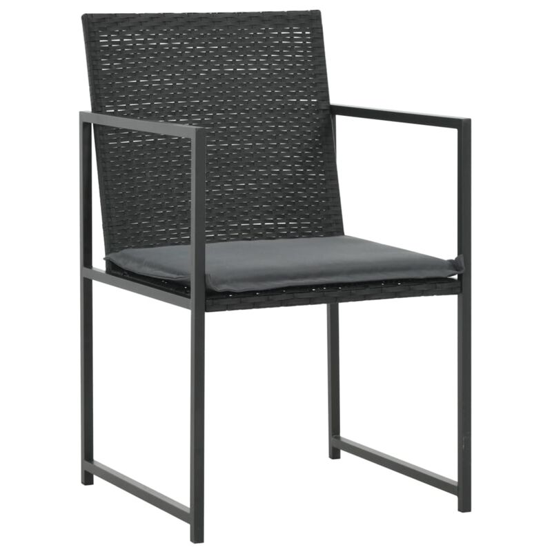vidaXL 9 Piece Outdoor Dining Set with Cushions Poly Rattan Black