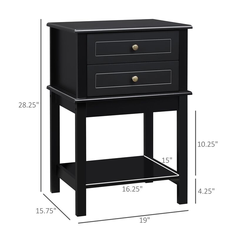 Black Living Room Accent: Modern Sofa Side Table with Storage