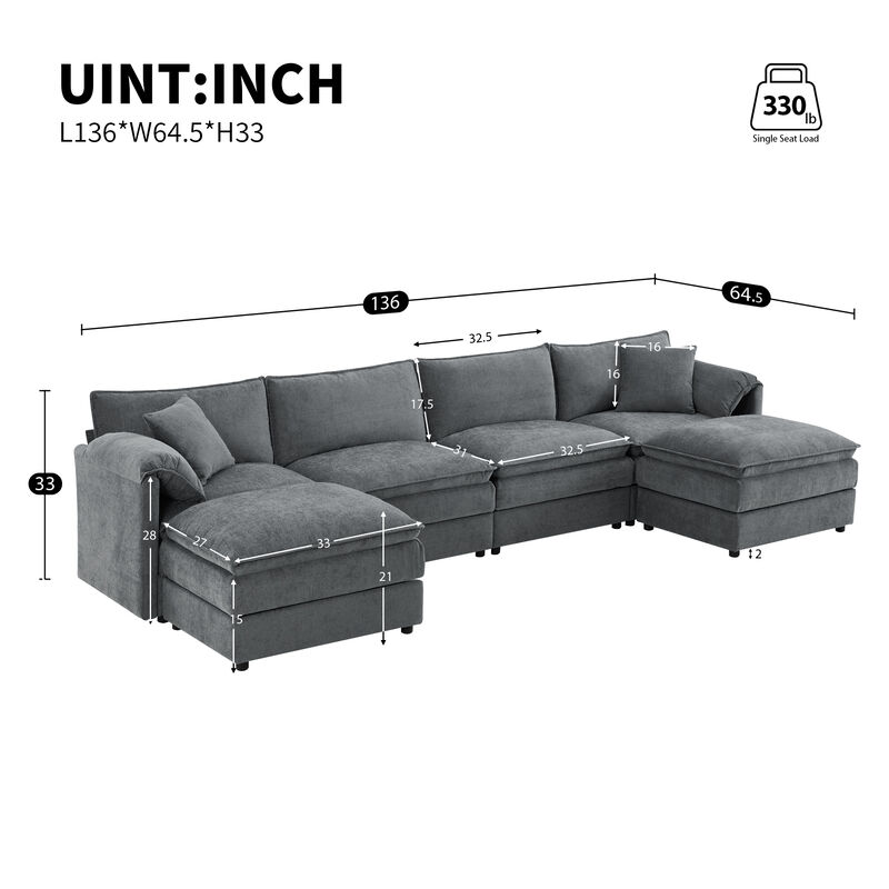 Merax Chenille Modular Sectional Sofa for Living Room