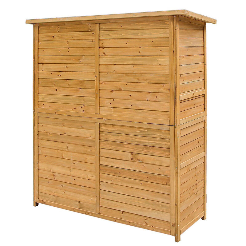 Weather-Resistant Fir Wood Shed, Compact Storage Cabinet for Backyard & Patio