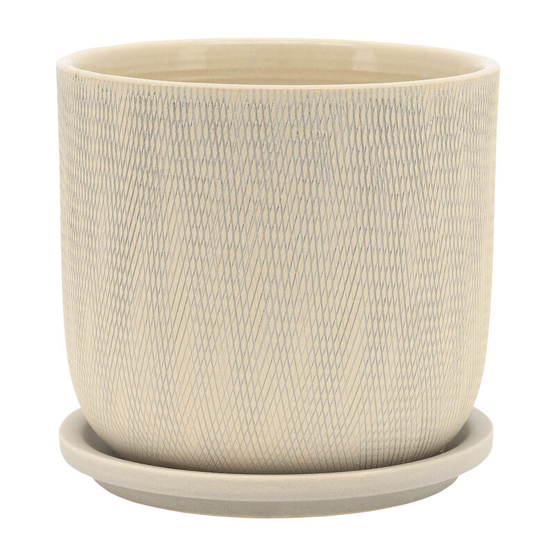 Mesh Planter with Saucer, Sage
